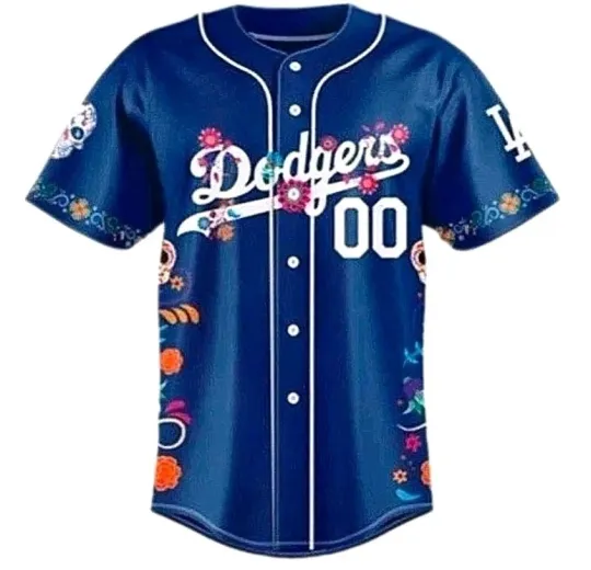 Discover Custom 2025 Los Angeles Dodgers Dia De Los Muertos Edition 3D Print Blue Jersey