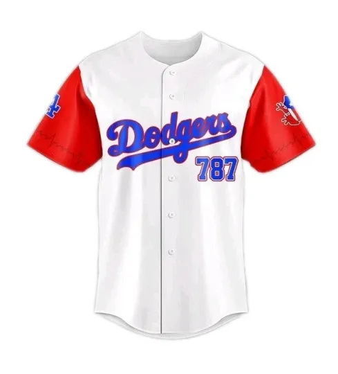 Discover Custom 2025 Los Angeles Dodgers Puerto Rico 787 Boricua 3D Print White Jersey