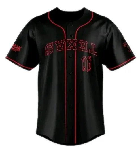Custom 2025 Texas Rangers Stranger Things Special Edition 3D Print Black Jersey
