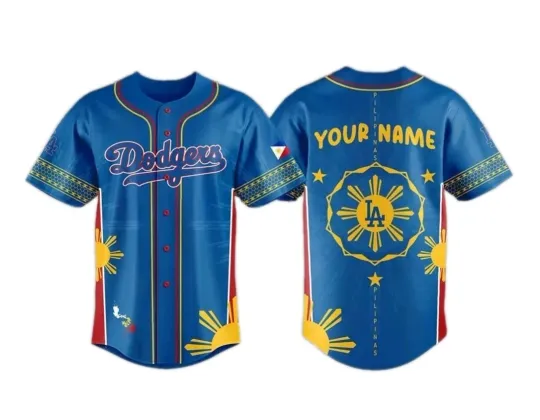 Discover Custom 2025 LA Los Angeles Dodgers Filipino Heritage 3D Print Multicolor Jersey