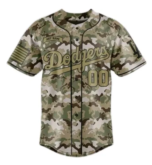 Custom 2025 Los Angeles Dodgers Salute To Service 3D Print Camouflage Jersey