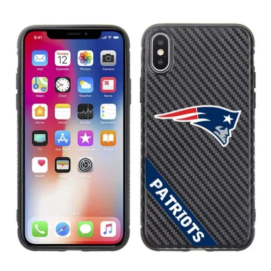 football New England Patriots Black Carbon Case for iPhone X, XS (5.8")