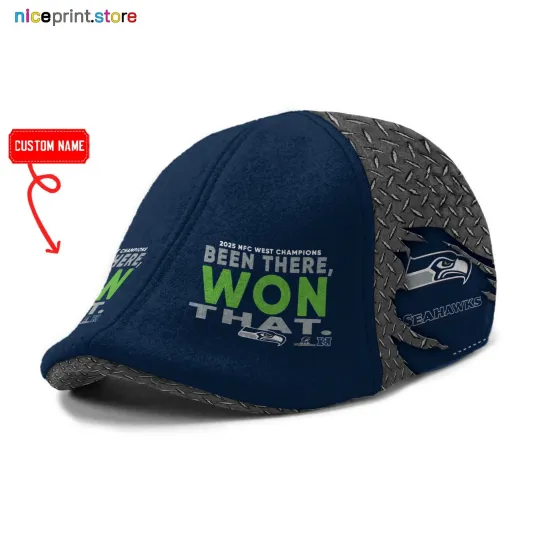 Discover Seattle Team Seahawks 2025 NFC West Champion Ivy Cap Seahawks 2025 NFC Flat Cap