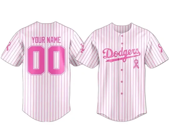 Discover Custom 2025 Los Angeles Dodgers Breast Cancer Awareness 3D Printed Jersey