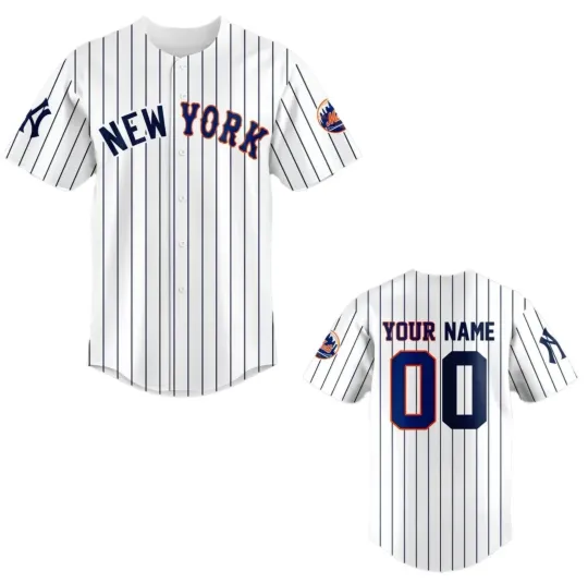 Custom NY 2025 New York Yankees x Mets Subway Edition 3D Print Jersey