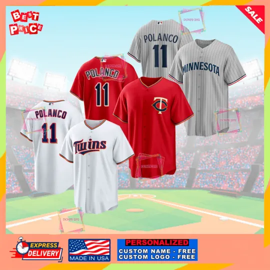Discover New Product Twins No.11 Polanco 2023 Baseball Jersey Fan Made Print S-5XL