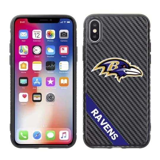 football Baltimore Ravens Black Carbon Case for iPhone X, XS (5.8")
