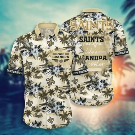 New Orleans Saints Cool Grandpa Hawaiian Shirt Of Gift For Fans
