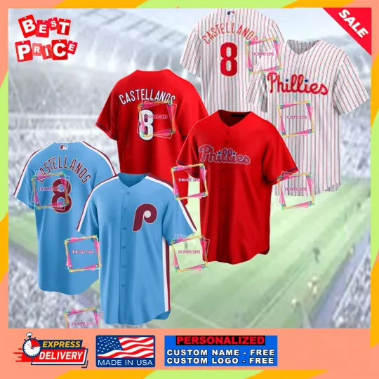 Can Custom Nick Castellanos No.8 Phillies Baseball Jersey Print Many Color S-5XL