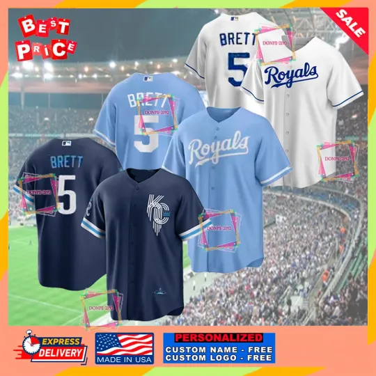 Discover Kansas City No.5 Brett Navy... Baseball Jersey Collection Player Print Fan Ma