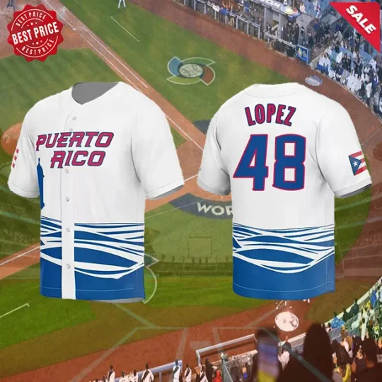 Discover Lopez #48 Puerto Rico Baseball Jersey For Men 2023 Jersey Size S-5XL