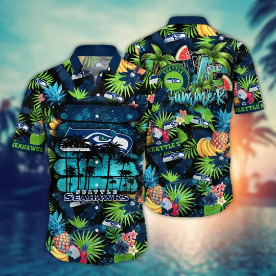Seattle Seahawks football Hawaiian Shirt Tan Linestime Aloha Shirt