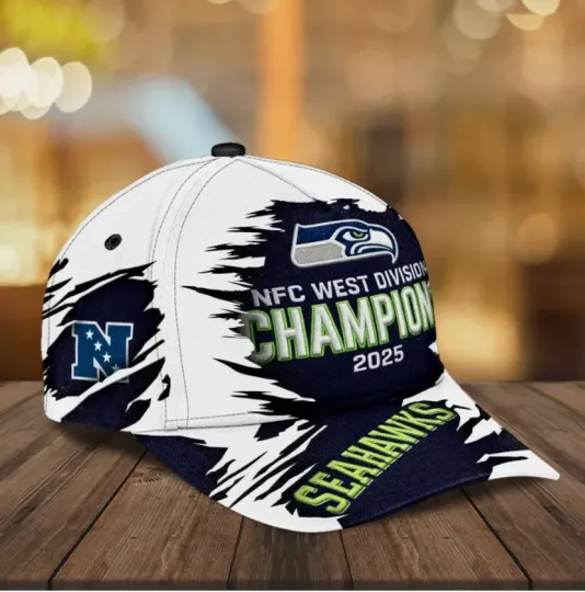 Discover Seahawks 2025 NFC West Champions Classic 3D Print Cap
