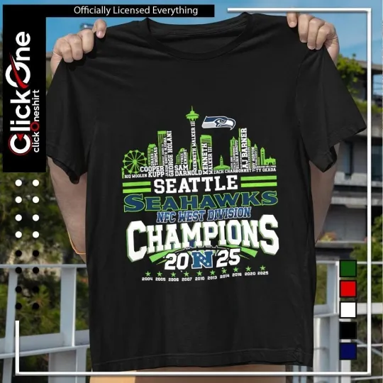 Seattle Seahawks NFC West Division Champions 2025 name skyline shirt