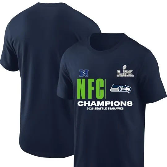 Discover Seattle Seahawks 2025 NFC Conference Champions Short Sleeve T-Shirt For Fans