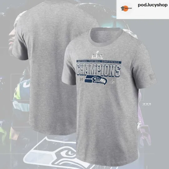 Seattle Seahawks 2025 NFC Champions Locker Room Trophy Collection T-Shirt