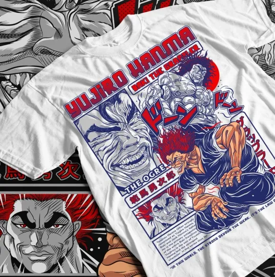Discover Baki the Grappler T-Shirt, Gym Workout Unisex Graphic Tee, Yujiro Hanma Anime