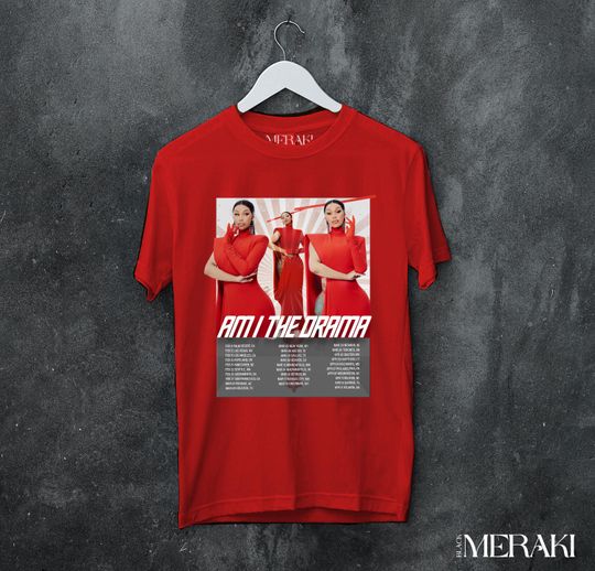 Discover Cardi B Tshirt - Red Attire Artistic Tee - Am I The Drama 2026 Tour Dates