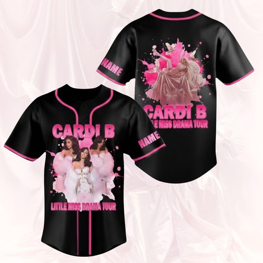 Discover Custom Cardi B Little Miss Drama Tour 2026 Baseball Jersey, Cardi B Inspired Baseball Jersey, Hip Hop Concert Fan