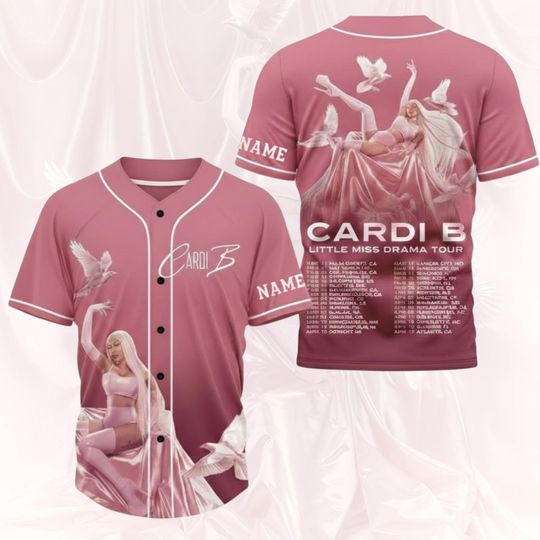 Discover Custom Cardi B Little Miss Drama Tour 2026 Baseball Jersey, Cardi B Inspired Baseball Jersey, Hip Hop Concert Fan
