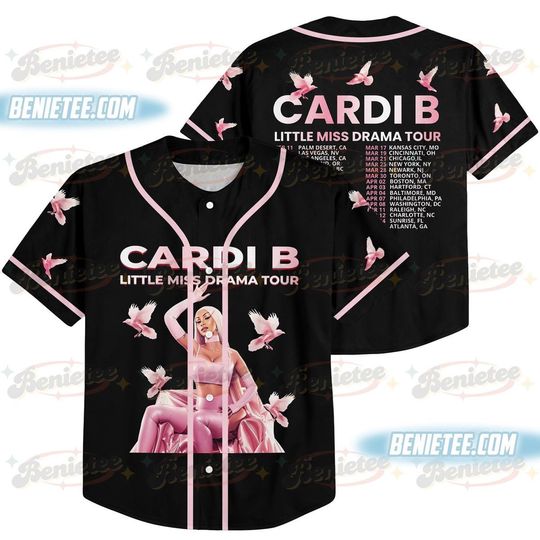 Discover Vintage Cardi B Little Miss Drama Tour Baseball Jersey, Retro Cardi B Concert Jersey, Am I The Drama Fan Shirt