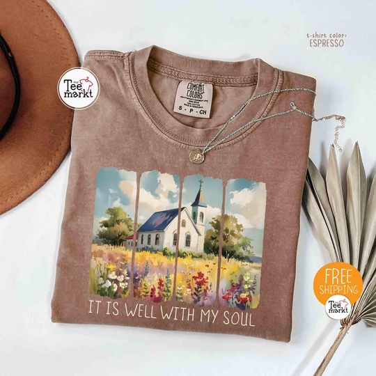 Discover Comfort Colors It is Well With My Soul Shirt, Church Graphic Tee, Christian Faith T-shirt, Inspirational Religious Shirt, Church Group Tee