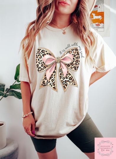 Discover It Is Well With My Soul Tshirt, Leopard Coquette Shirt, Religious Women Sweatshirt, Bible Verse Tee, Christian Mom Gift, Faith Based Outfit