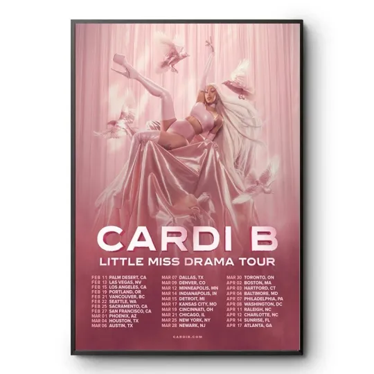 Discover Cardi B 2025 Tour Poster Little Miss Drama Concert Wall Art Home Decor