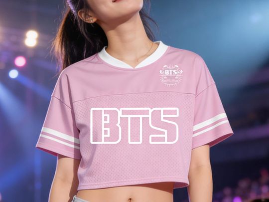 Custom BTS Jersey Crop Top,Personalized Name Number,Fan Inspired Jungkook Style,BTS Kpop Sports Shirt Game Day Outfit for Adult Youth Fans