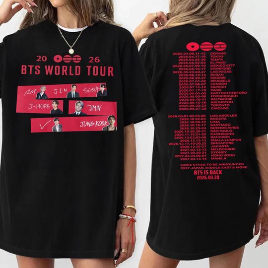 Discover BTS Concert 2026 Shirt For Army, BTS World tour 2026, Bangtan Comeback, Rm Jin Jungkook Suga Jimin V Gifts Shirt