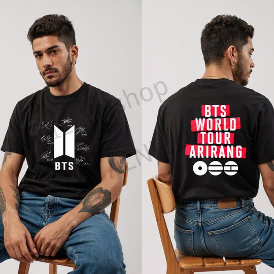 Discover Boy Band BTS Kpop T-Shirt, BTS World Tour 2026 Merch Gifts, Bangtan Come Back Shirt For Army, BTS Army 2-Sides Tee Gift