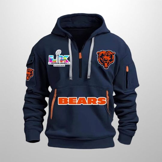 Chicago Bears 2026 SB LX Hoodie Half Zipper, Football Lover Gift