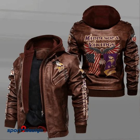 Minnesota Vikings Leather Hood Jacket