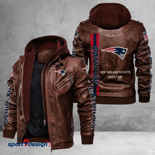 New England Patriots Leather Hood Jacket