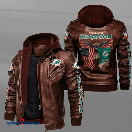 Miami Dolphins Leather Hood Jacket