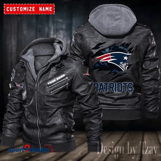 New England Patriots Leather Hood Jacket