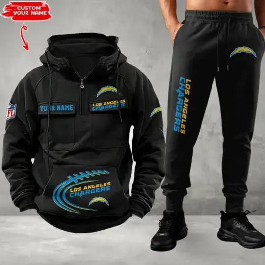 Discover Los Angeles Chargers Personalized Men’s Hoodie Pants Football Team Fan Gift
