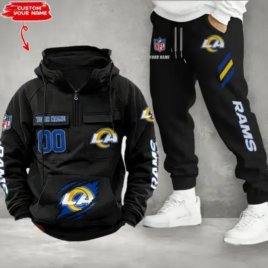 Los Angeles Rams Personalized Men’s Hoodie Pants Football Team Fan Gift