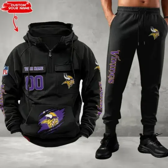 Minnesota Vikings Personalized Men’s Hoodie Pants Football Team Fan Gift