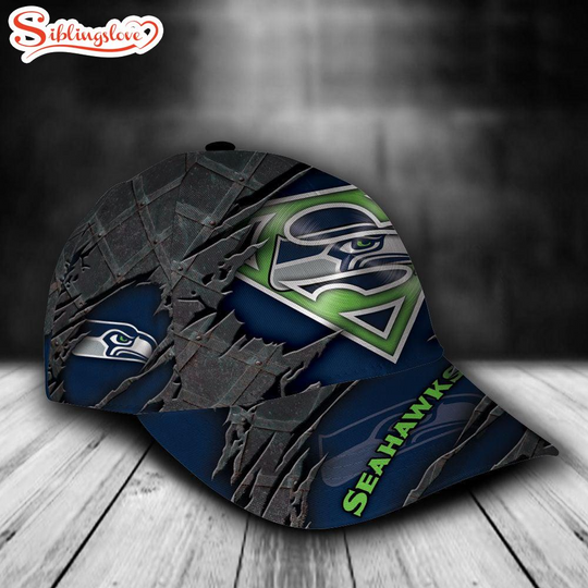 football Seattle Seahawks Superman All Over Print – Navy 3D Classic Cap