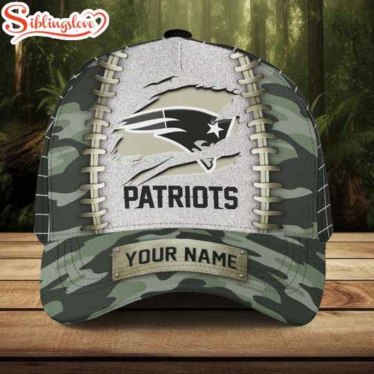 Custom Name football New England Patriots Camo Pattern Baseball Cap
