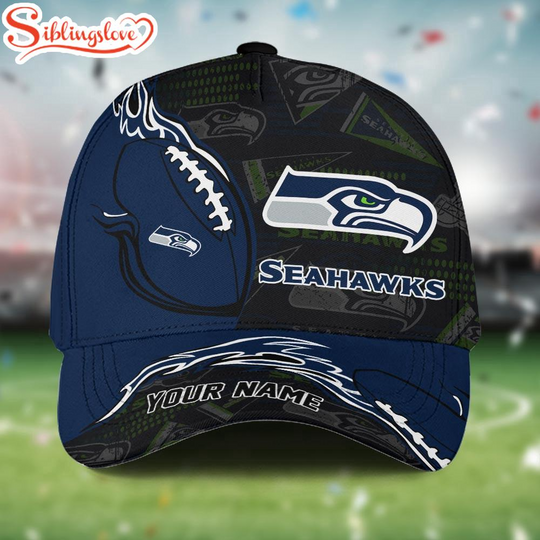 Discover Custom Name football Seattle Seahawks Camo Pattern Baseball Cap