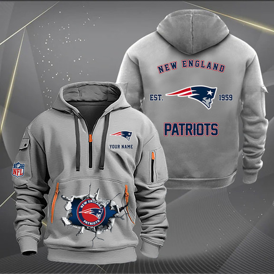New England Patriots New Personalized Quarter Zip Hoodie Limited Edition