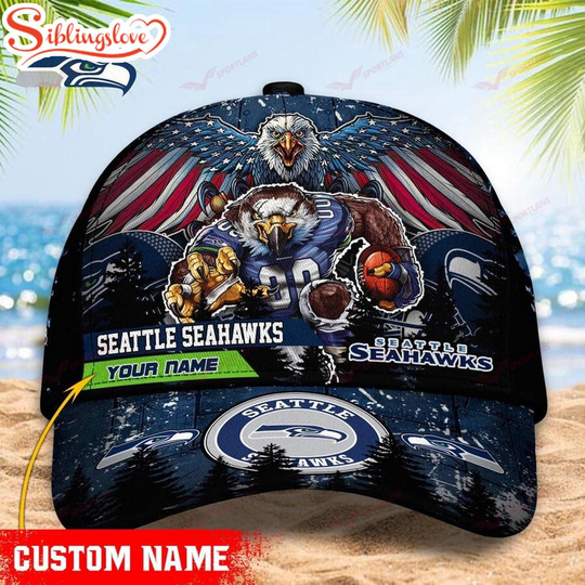 Discover Custom Name football Seattle Seahawks Skull Scary Classic Cap For Fans