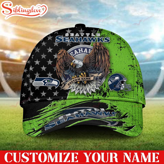 Discover Custom Name Football Team football Seattle Seahawks Demonhead Baseball Cap