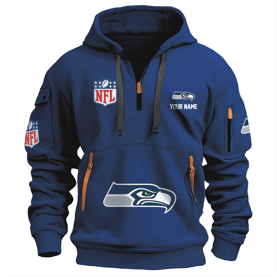 Discover Seattle Seahawks Logo football Personalized Quarter Zip Hoodie