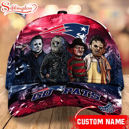 Custom Name New England Patriots football Horror Movie Halloween Cap