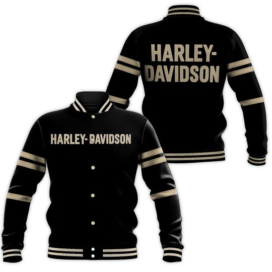 Men's Harley Leather Baseball Jacket, Vintage Davidson Motorcycle Club Bomber