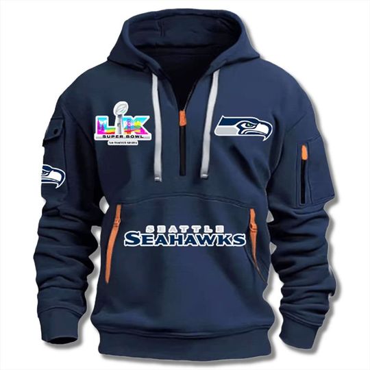 Seattle Seahawks SB LX 2026 Quarter Zip Hoodie, Football Lover Gift