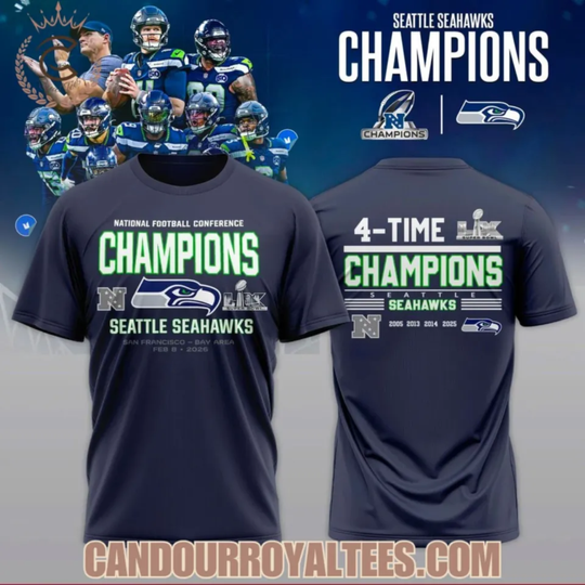 Discover 4-Time NFC Champions Seattle Seahawk Tshirt